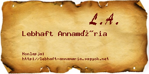 Lebhaft Annamária névjegykártya
